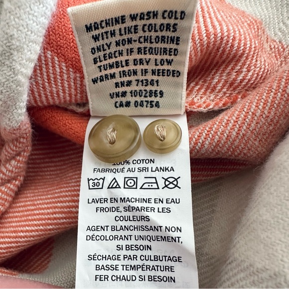 LL Bean Chamois Cotton Flannel Plaid Relaxed Fit Button Up Shirt Shacket Size XS - Picture 8 of 8